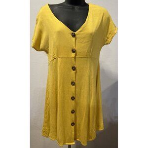 L Love Women Dress Size Small Yellow Sundress Short Sleeve Lined